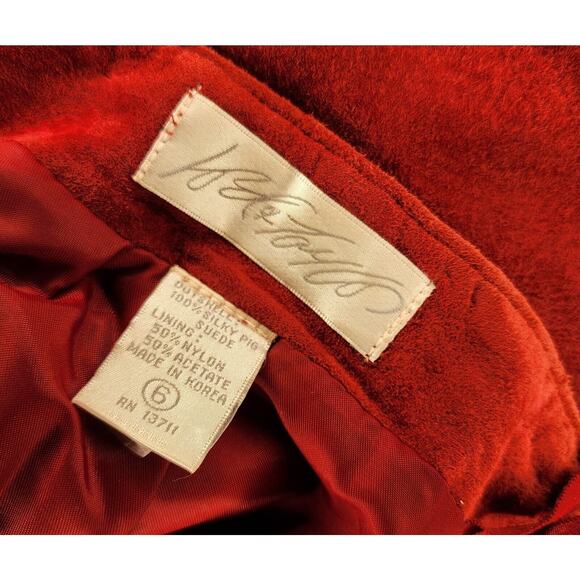 Vintage Suede Red Long Skirt 1970s Lord & Taylor Size 6 - Picture 8 of 9